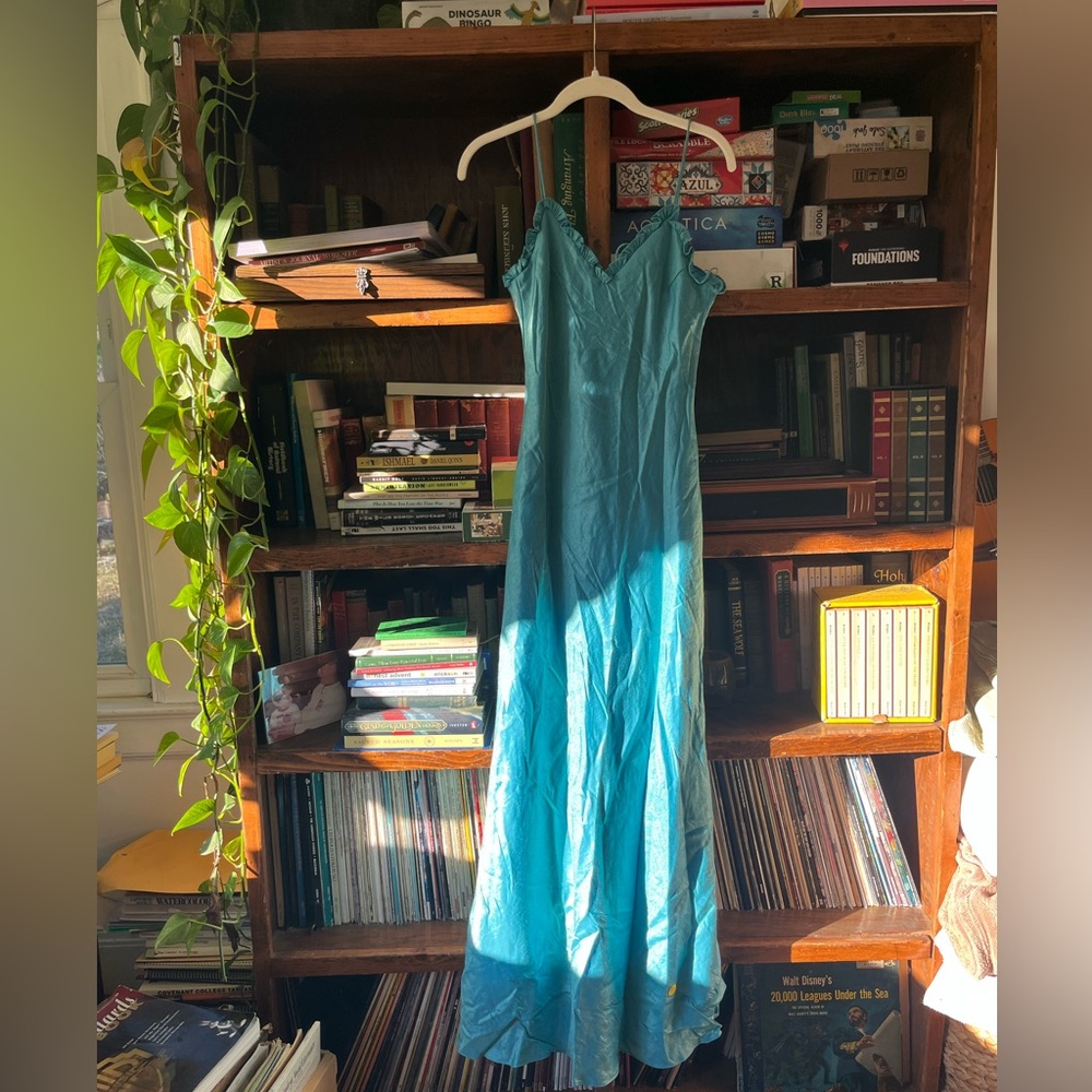 90s blue formal dress, size 5/6